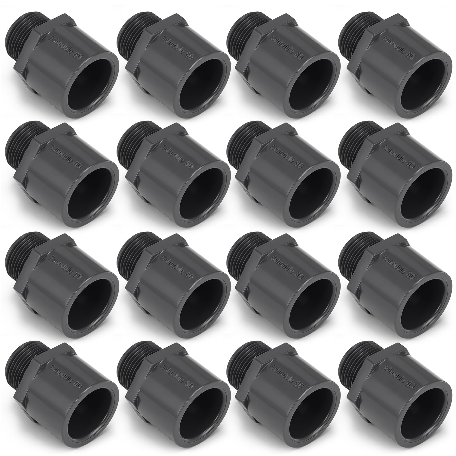 16 Pcs 1 Inch PVC Pipe Fitting Male Adapter Schedule 80 Socket x Npt Compatible with 836 Series Heavy Duty Industrial Grade Corrosion Resistant Plumbing Irrigation Connector for Water