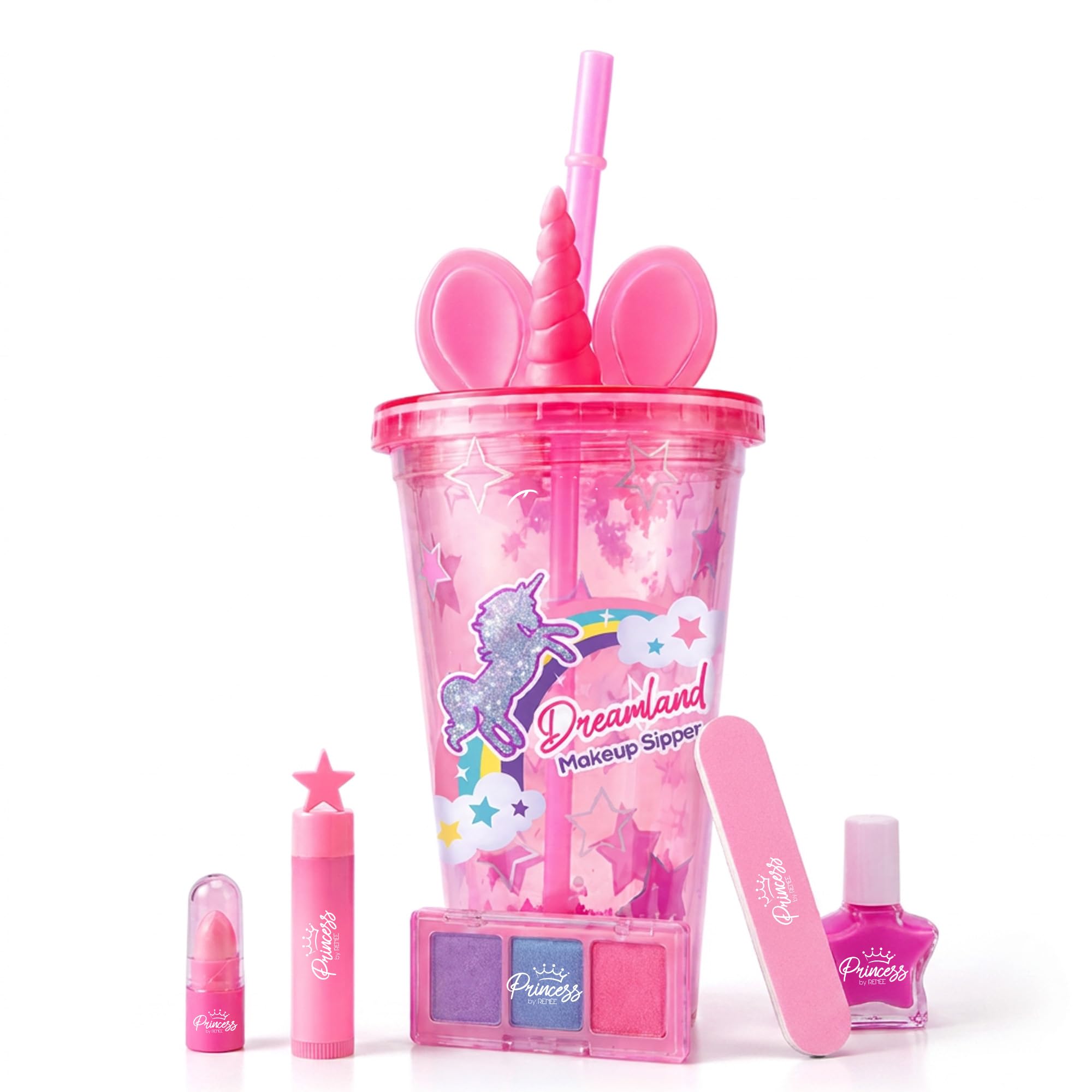 Princess by RENEE Dreamland Makeup Sipper For Kids & Preteens | Includes Lip Balm, Lipstick, Nail Polish, Eyeshadow, Nail File | Safe & Gentle Ingredients, Easy To Wash Off | 1 Unit-image-12