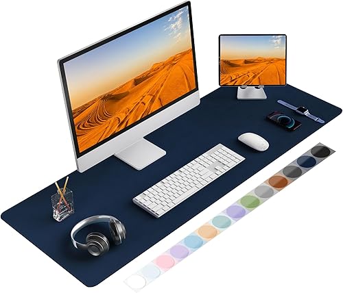 Leather Desk Pad Protector, Mouse Pad, Non-Slip Computer Mat for Desk, PU Leathe