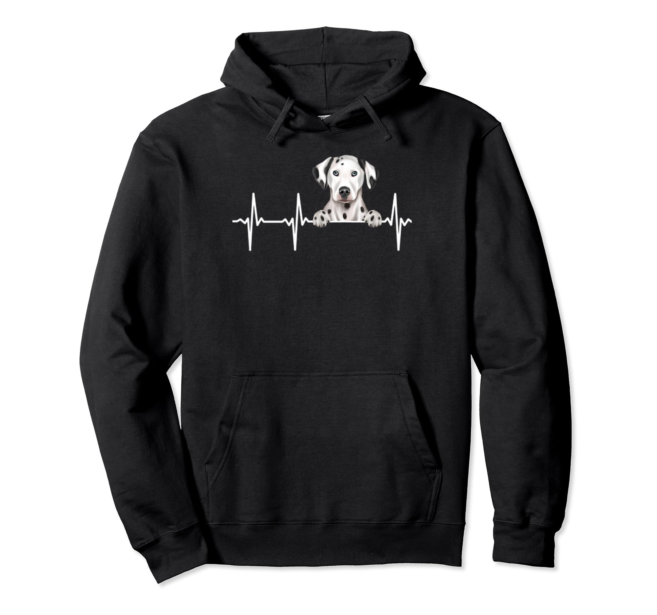 Funny Dog Heartbeat For Dalmatian Lovers Pullover Hoodie, Black