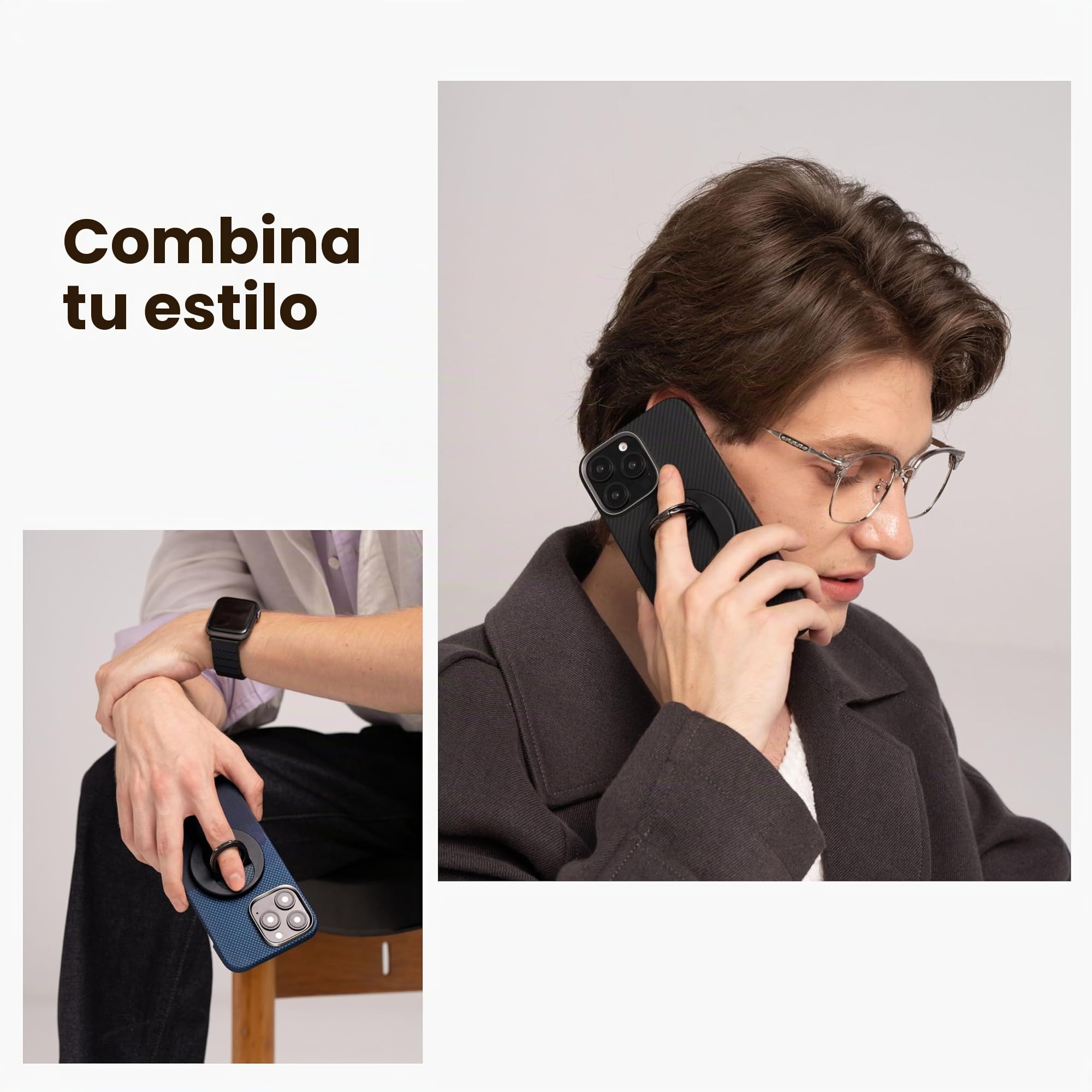 PITAKA Soporte magnético para anillo de teléfono compatible con anillo MagSafe para iPhone 15/14/13/12 [MagEZ Grip]
