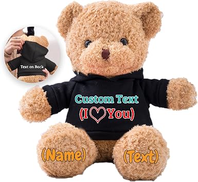 Personalized Gifts Teddy Bear for Kids/Adults Stuffed Bear Plush Toys with Text+Photo, Personalized Teddy Bear with as Gifts for Christmas Valentines Day Birthday 12inch-Text+Photo