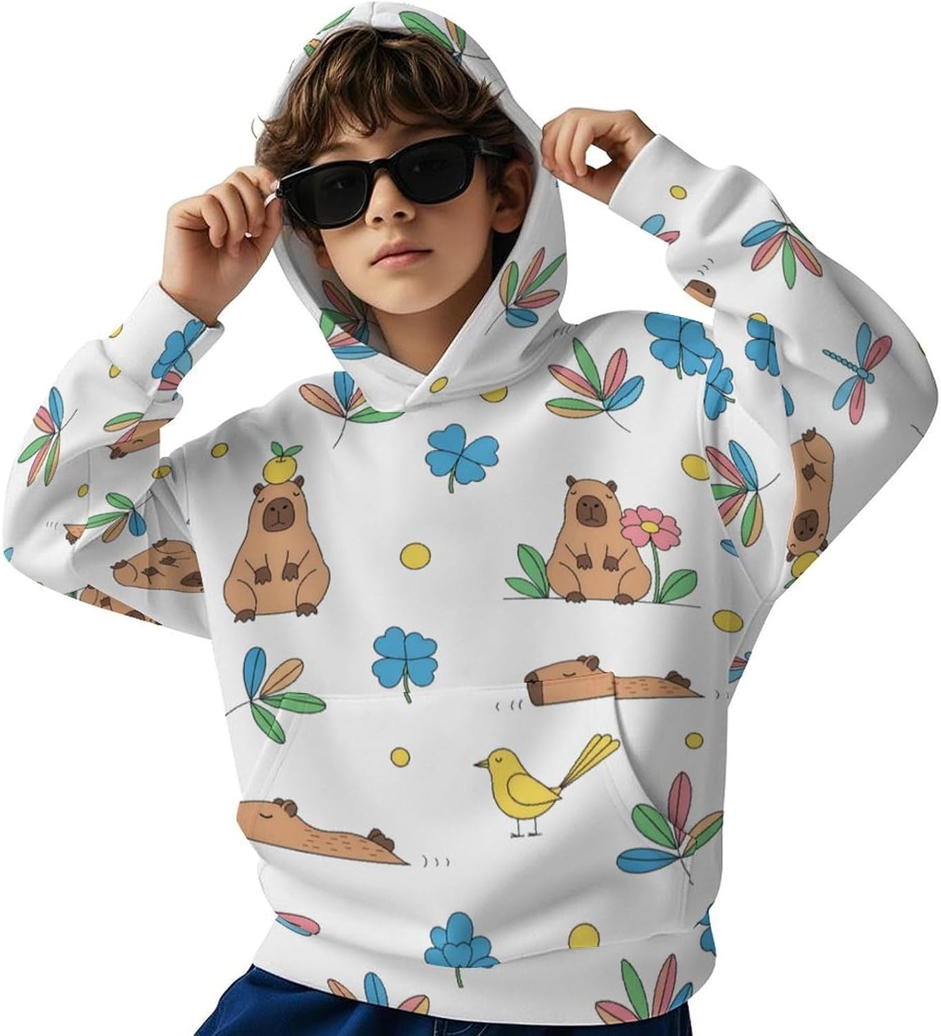 Boys Hoodies Kids Cartoon Sleep-print Long Sleeve Hooded Sweatshirts