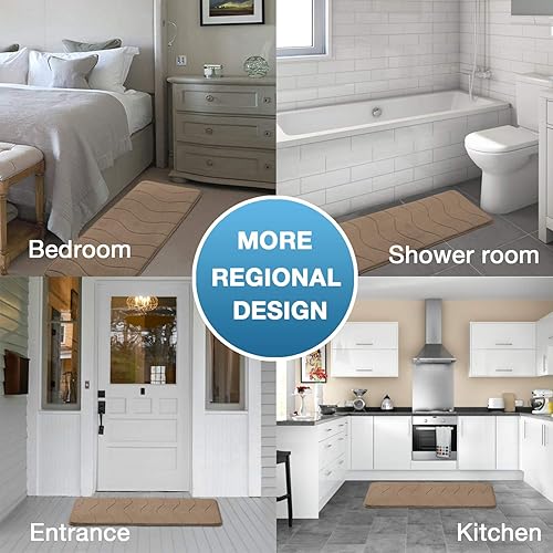 Vista 145 de Flamingo P Tapete de baño de espuma viscoelástica, extra largo, antideslizante, absorbente de agua, grueso, suave, lavable, 47 x 17 pulgadas