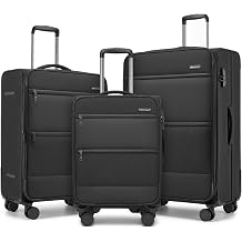 British Traveller 3PCS Softside Suitcase, Lightweight Luggage 20"/24"/28"
