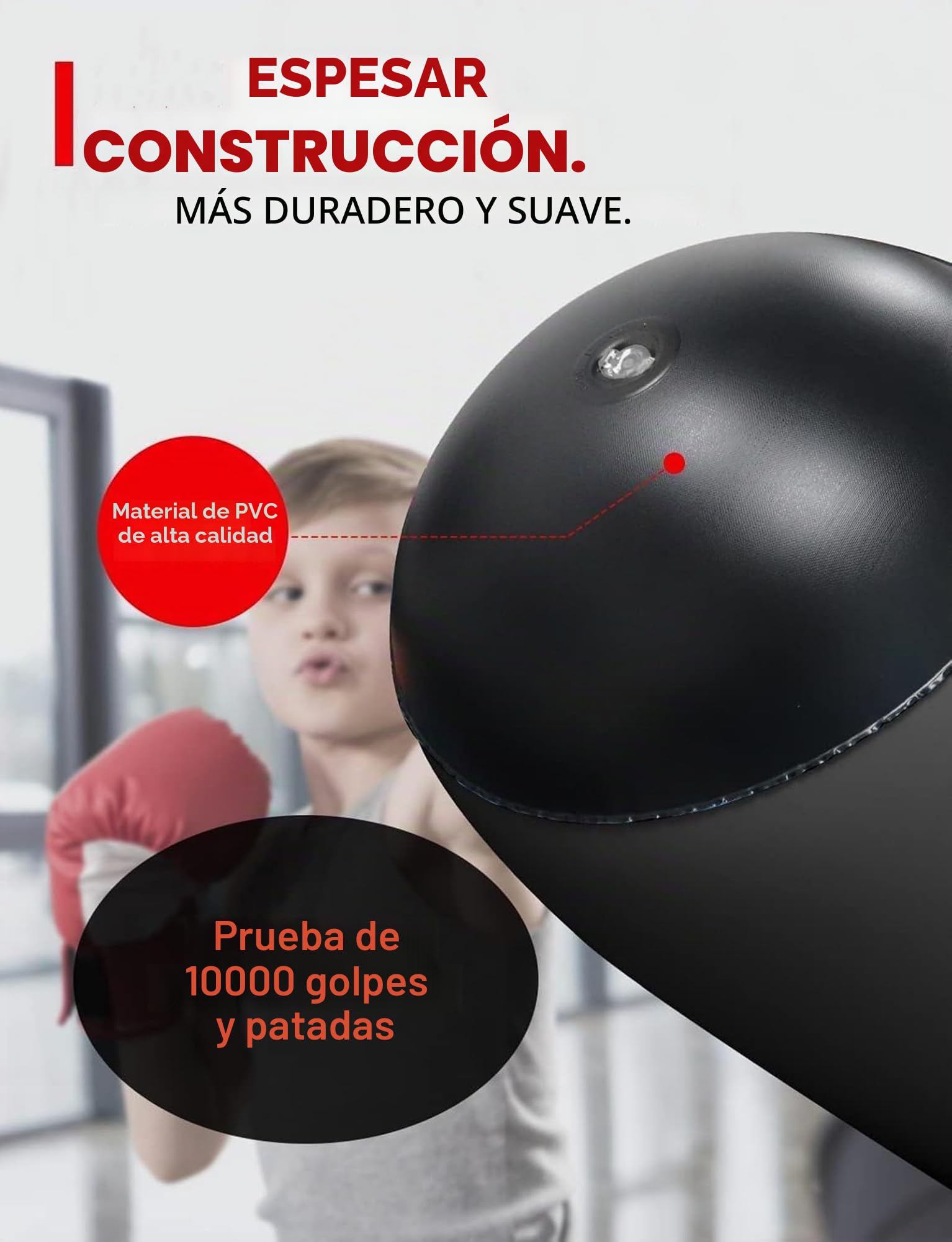 Saco de Boxeo Niños con Guantes de Boxeo 160cm Hinchable Saco de Boxeo para Niños 3-12 Juguete Divertido y Seguro para Hacer Ejercicio en Casa Regalo para Niños Niñas Sin BPA