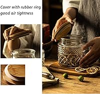 Vista 2 de Tarro de almacenamiento de vidrio, 38 onzas líquidas, recipientes de alimentos con tapa de bambú, recipientes de cocina, tarros de vidrio herméticos