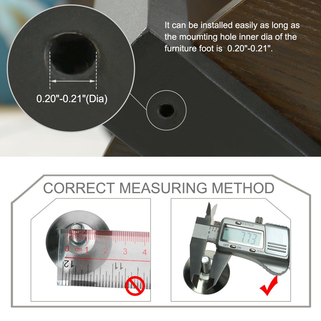 Sourcingmap M6 x 25 x 30mm Screw on Furniture Glide Leveling Feet Adjustable Leveler Pad for Chair Industrial Machine Desk Leg 16pcs - Image 3