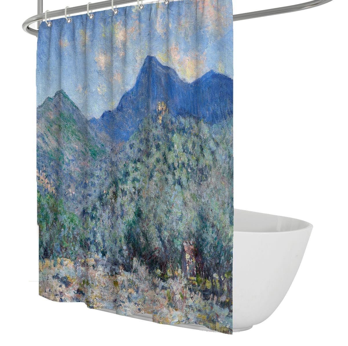 OLLIAR Home Rustic Mountain Shower Curtains for Bathroom Fun Nature Woodland Tree Scenery Waterproof Fabric Shower Curtain Outdoor Scenery Bathroom Decor 180x180cm