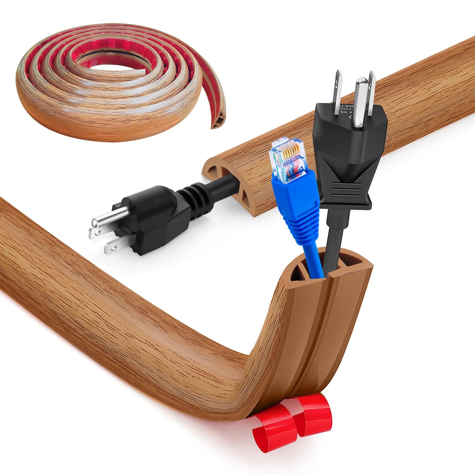 Pasacables Suelo, Canaleta Cables Suelo, 3.0M x2cm Protector de Cables para Suelo, Cubiertas de Suelo para Cables Autoadhesiva Montaje para Todos los Hogar, Oficina, Escuela,Almacén(Blanco-Redondeado) — view 59