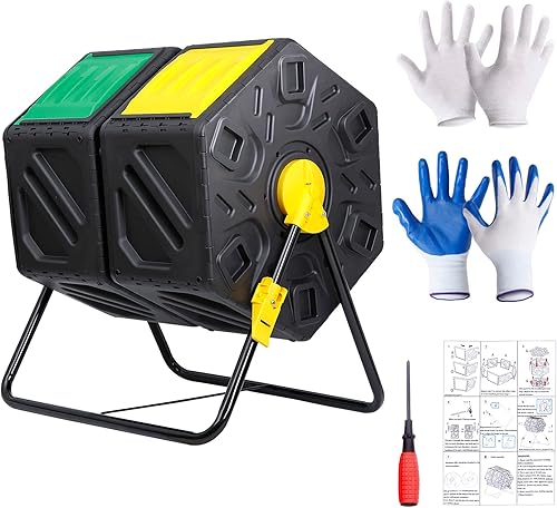 Nova Microdermabrasion Contenedor de compostaje de 37 galones para exteriores, sin BPA, doble cámara con 2 puertas corredizas, para todas las