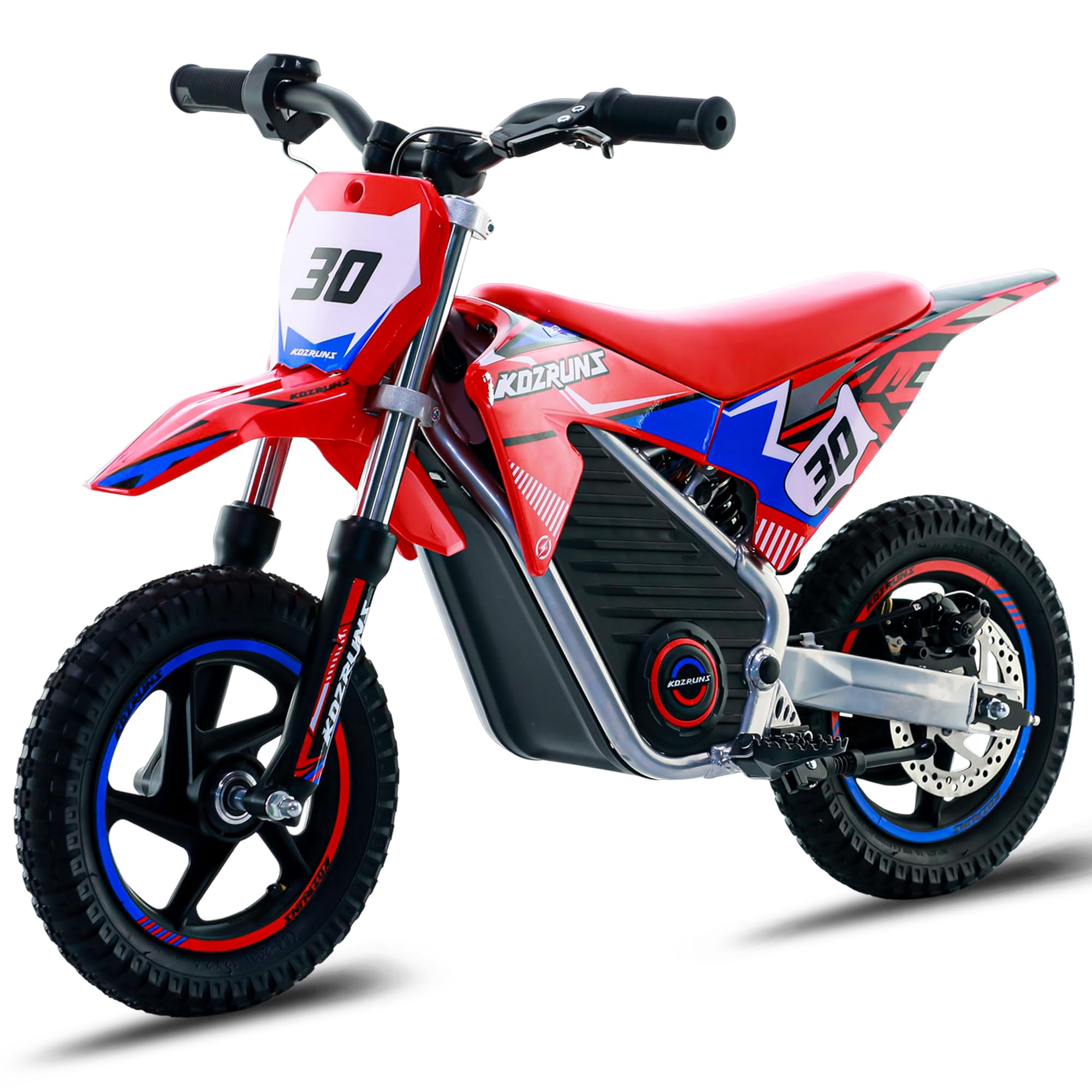36V Electric Dirt Bike for Kids Aged 3-8, Brushless 250W Racing Grade Electric Motorcycle, Up to 15.5MPH & 3 Speed Settings, Safe Disc Brakes, 12'' Off-Road Knobby Tires, Red