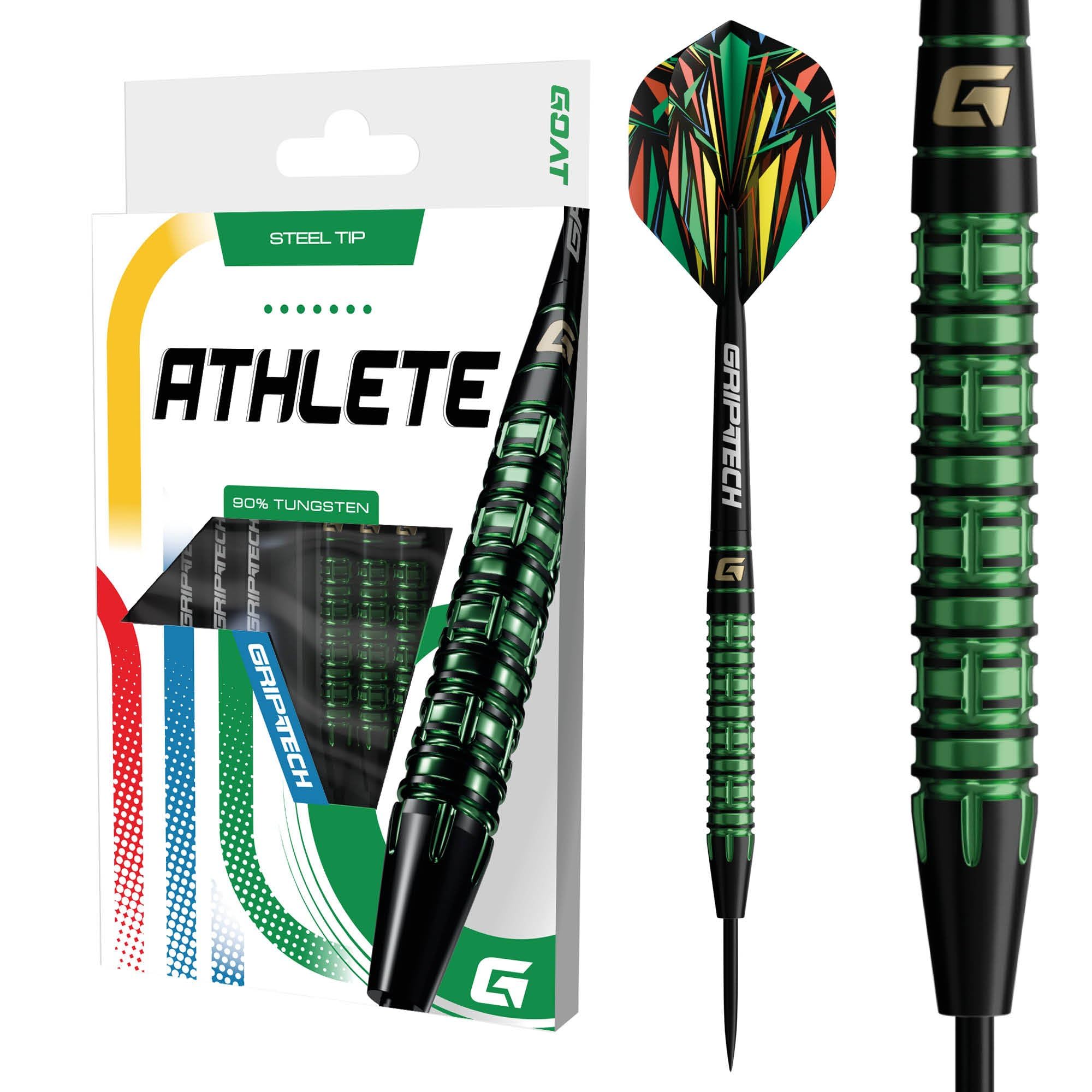 GOAT - Athlete Green, 90% Tungsten, 23G, Green, Steel Tip Darts, Straight