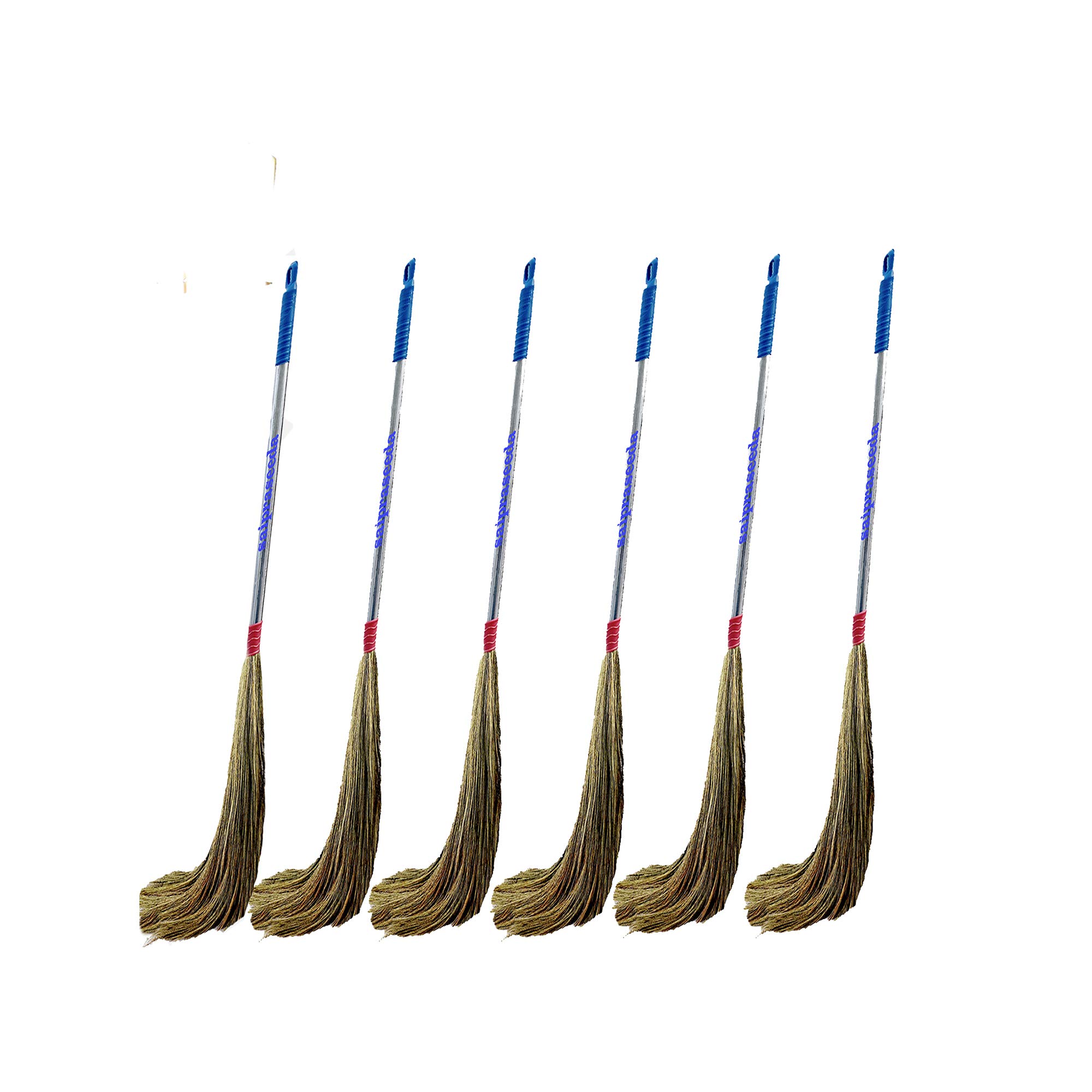 UR LITTLE SHOP Large Size Natural Broom Stick Home Cleaning 6`s Pack(Multi Colour)-image-34