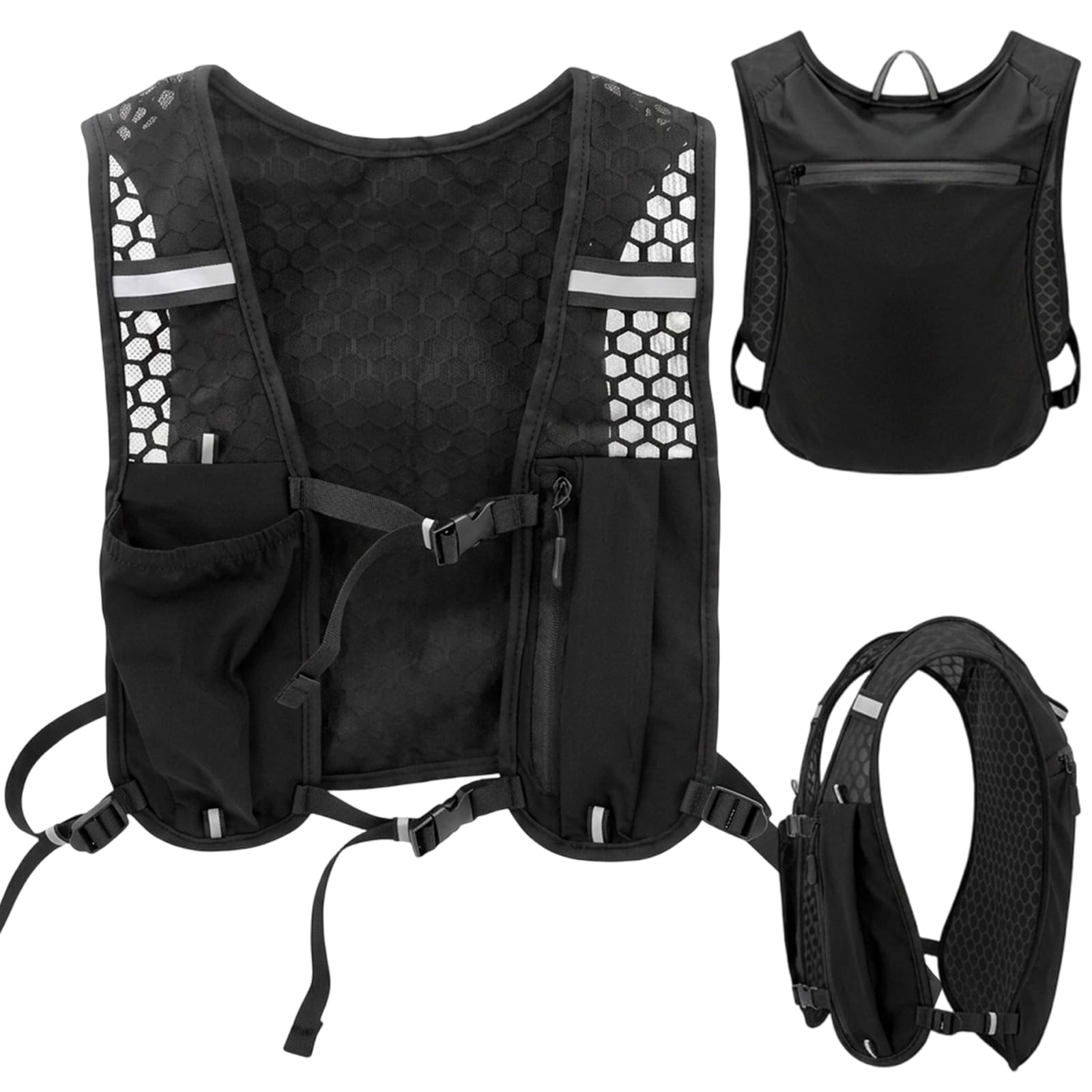 Laufweste Damen & Herren, Jogging Weste, Running Vest für Outdoor Sport, Jogging Rucksack mit praktischem Stauraum, Atmungsaktives Design für Laufen und Radfahren