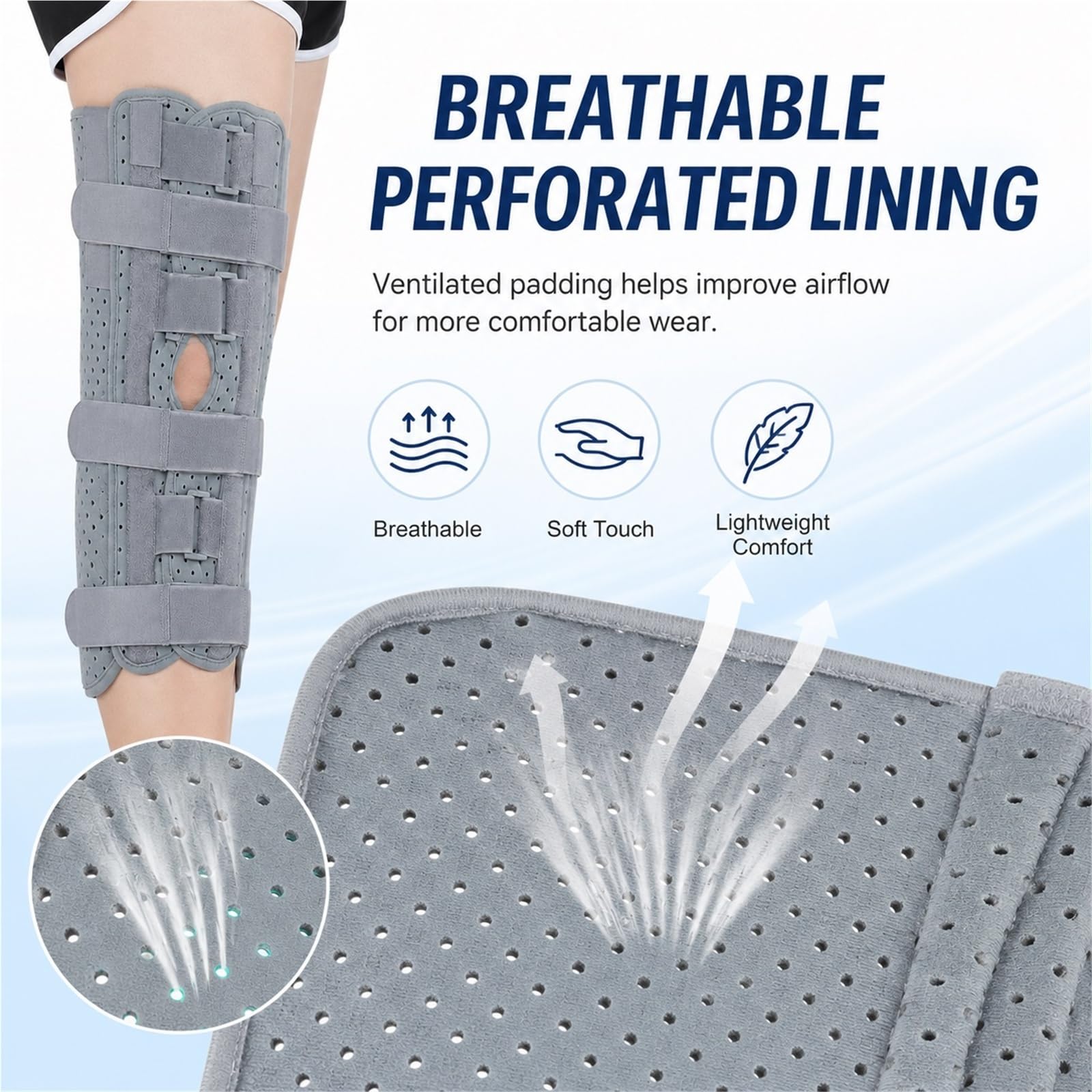 Inmovilizador de Rodilla y Férula de Pierna Completa para Recuperación Postoperatoria Estabilizador con Barras de Aluminio para Rotura de Menisco Ligamentos ACL MCL(2XL)