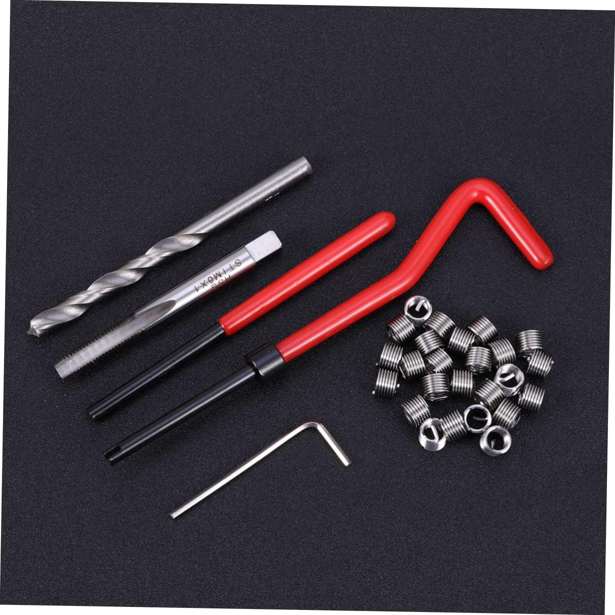 GLEAVI 30pcs Metric Thread Repair Tool Kit for Inserts Includes Installers Drill Bits and Taps for Restoring Damaged Threads Automotive Applications