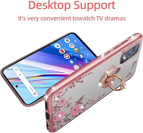 Miniatura 5 de KuDiNi BLU G91 Pro - Funda protectora transparente con función atril y correa para BLU G91 Pro para BLU G91 Pro (oro rosa)