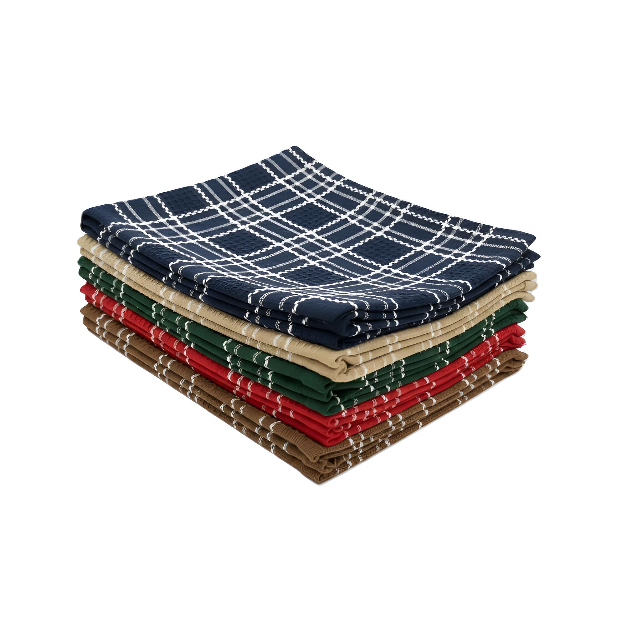 Vriksham Premium Set of 6-Piece Pure Cotton Dish Towels - Highly Absorbent, Quick-Dry & Multipurpose Kitchen Cleaning Cloths,18 x 18 inch (6, Multi 18x18)-image-21