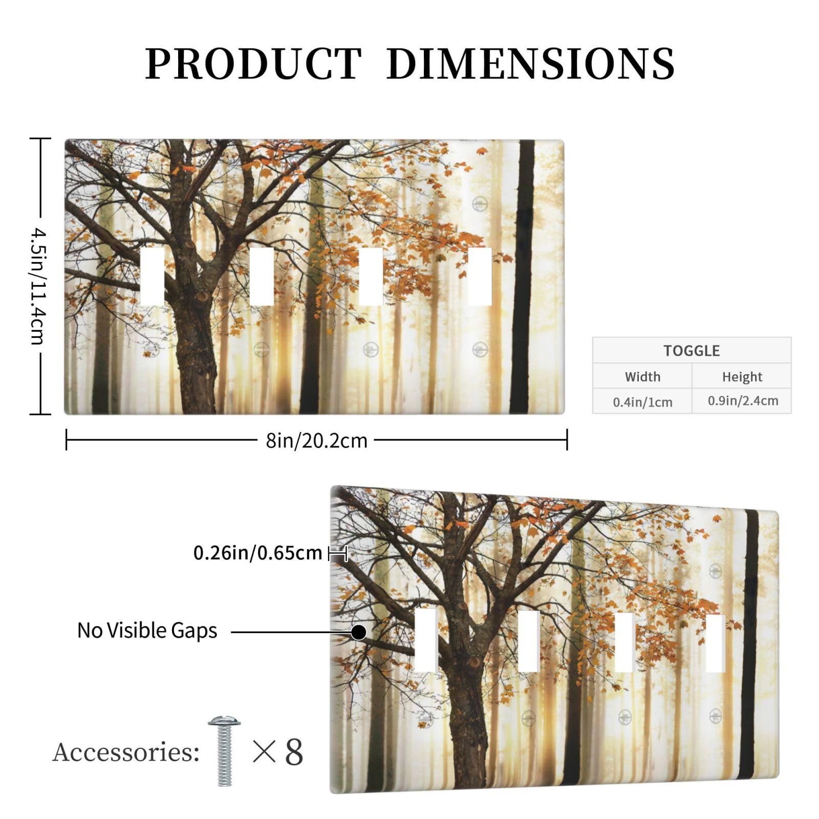 Fall Trucks & Tree Decorative Light Switch Cover - 1 Gang Single Rocker, Autumn Maple Leaves Design