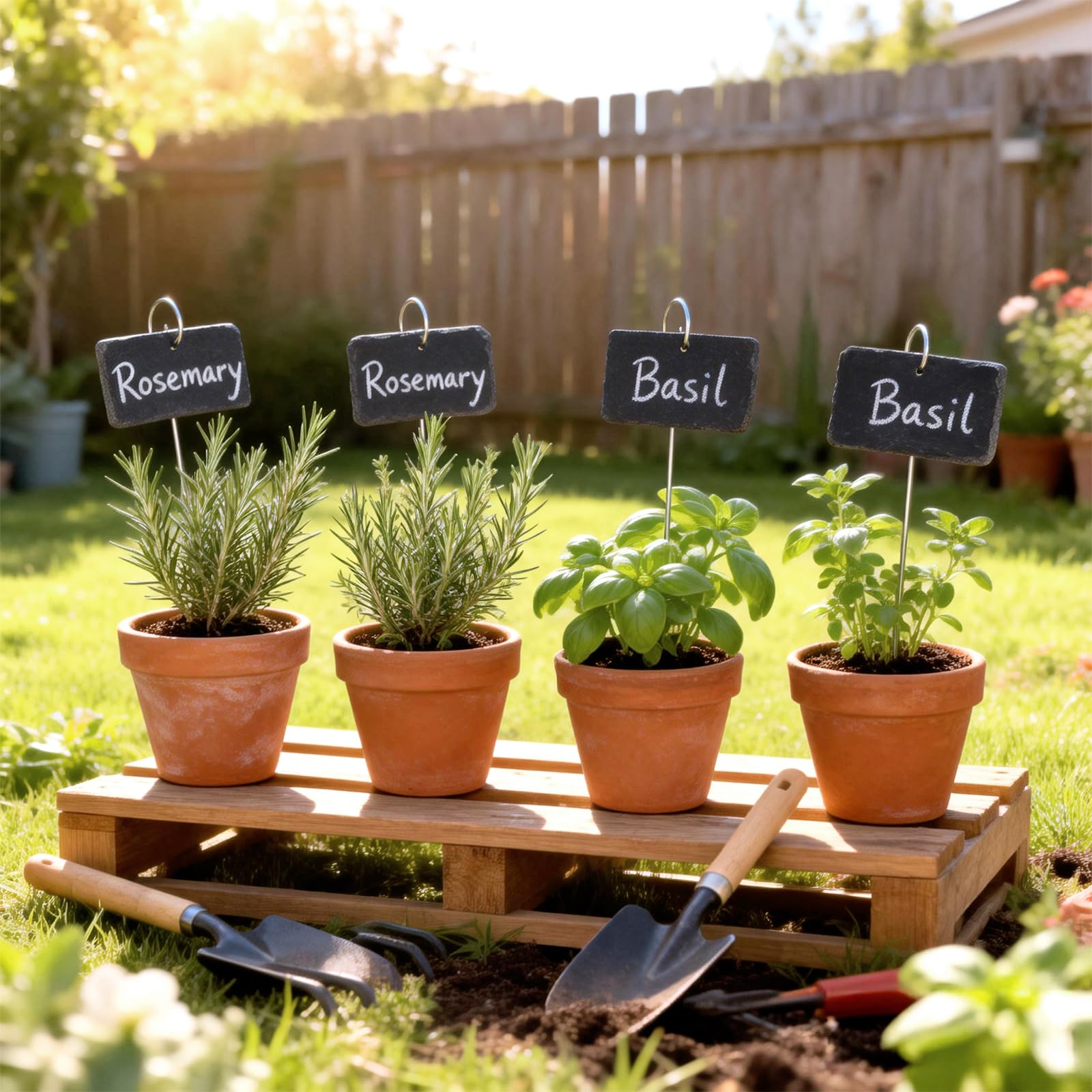 KINGLAKE 10 pièces étiquette pour plante en ardoise, étiquettes jardin exterieur, avec une tige de fer et de la craie, étiquette potager réutilisables, etiquettes semis plantation-rectangle