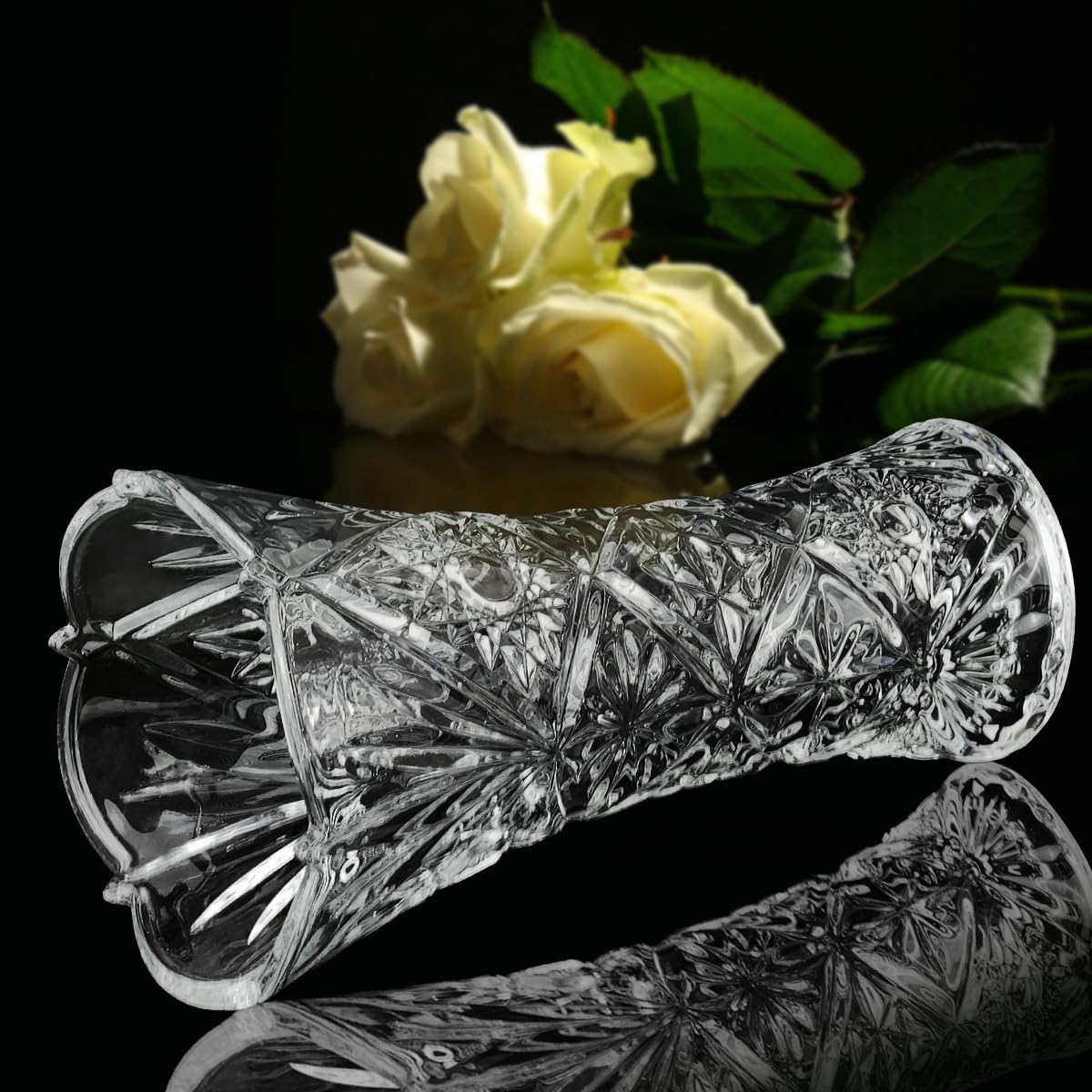 CS Crystal Vase 12-inch high, Sunshine Design, for Flowers & Decor. Lovely Nice Shiny Piece. Perfect as a Gift, Suitable for All Occasions. - Image 2