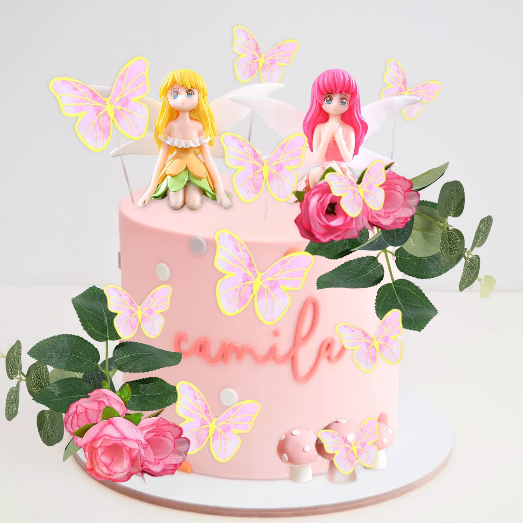 LaVenty Fairy Cake Decoration Mushroom Cake Decorations Fairy Cake Topper Garden Fairy Cake Decoration Fairy Party Supplies Fairy Party Favors - Image 3