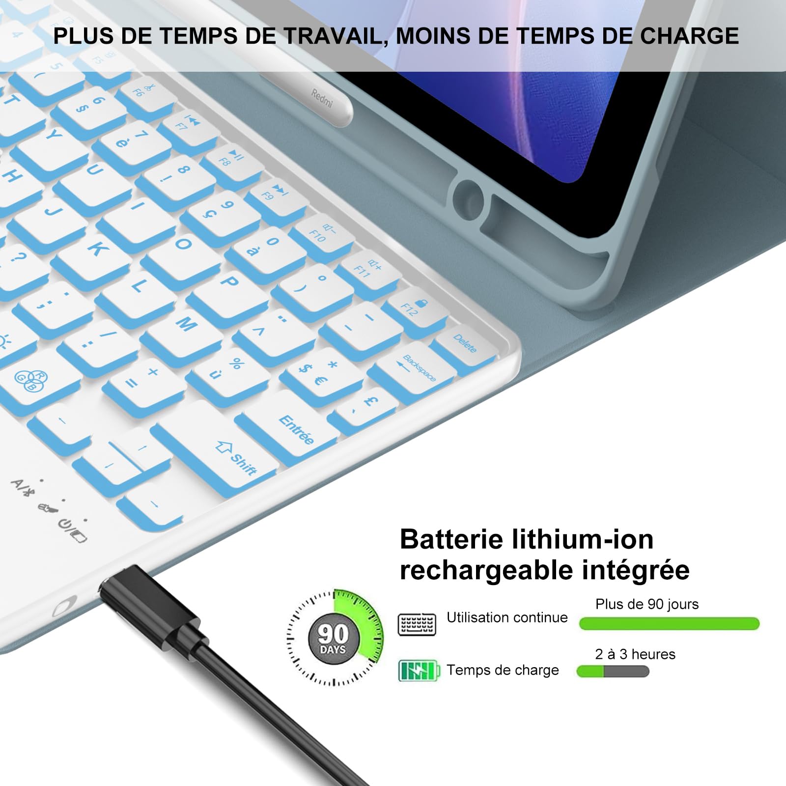 Coque Clavier pour Xiaomi Redmi Pad 2 11 2025/Redmi Pad SE 2023 11 Pouces