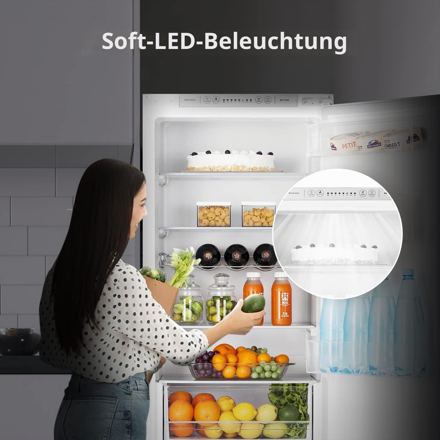 Hisense RIB312F4AWE Kombinierter Kühlschrank mit Einbau, keine Frost-Technologie, 177,2 cm, Fassungsvermögen 246 l, LED-Beleuchtung, elektronisches Display zur Temperaturkontrolle, Weiß