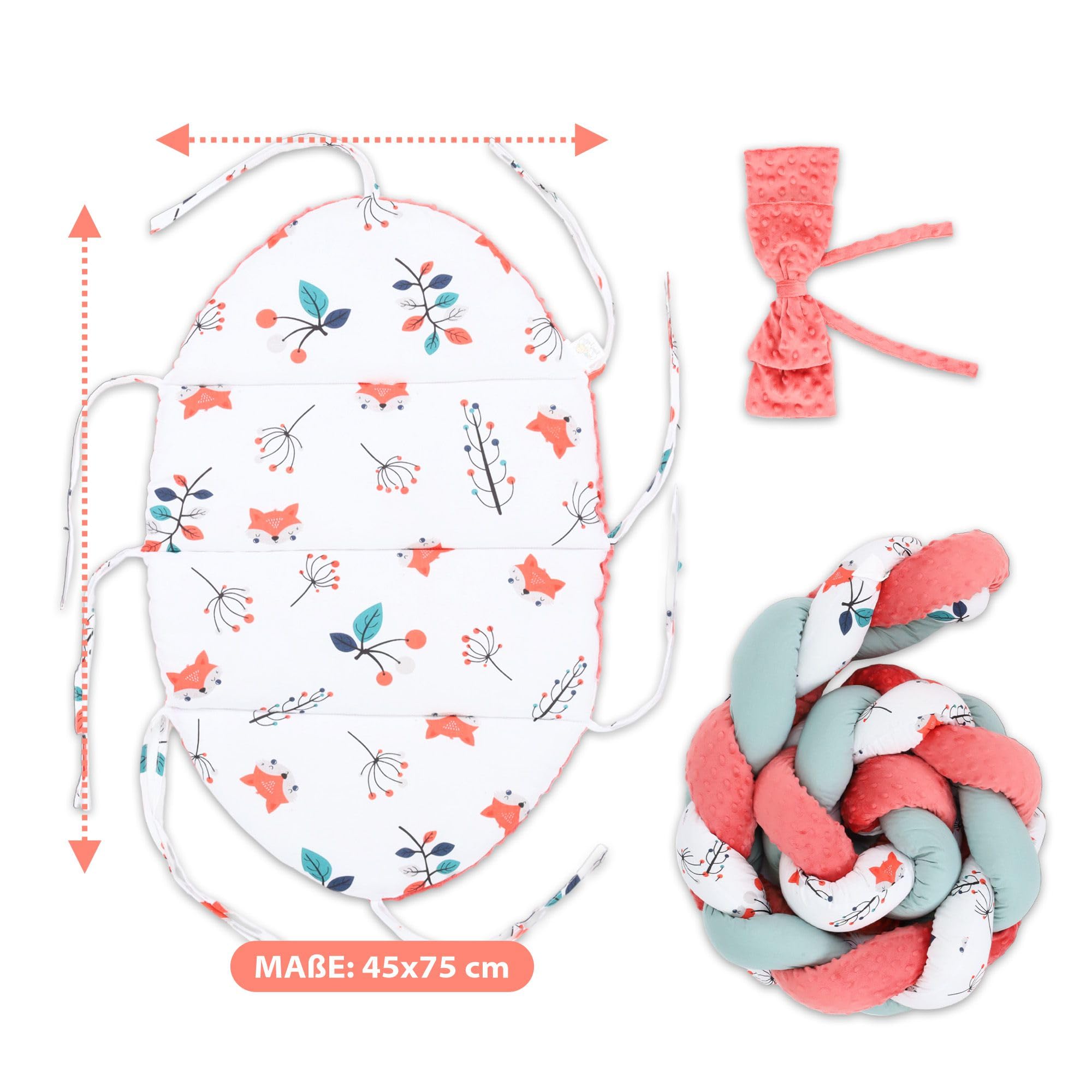 Nid d'enfant nouveau-né nid bébé 75 x 45 cm - nid câlin avec oreiller tresse ensemble pliable nid bébé double face lit bébé Renard