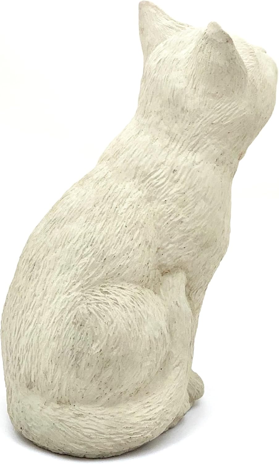 Bird Watching Cat Statue: Durable Solid Stone Kitten w/Aged Texture. Unique Home Décor, Garden Accent. Sealed for Outdoors. Handcrafted USA. (Classic/Whitish)