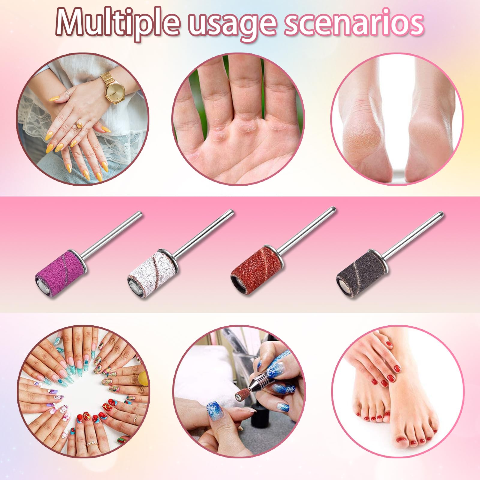 Treki 60pcs Bandes De Ponçage Pour Ongles 80# 120# 180# 240# - Embouts Ponceuse Manucure Pédicure
