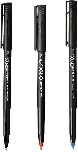Uni-ball Onyx Roller Ball Stick Bolígrafo a base de tintes (juego de 3 colores)