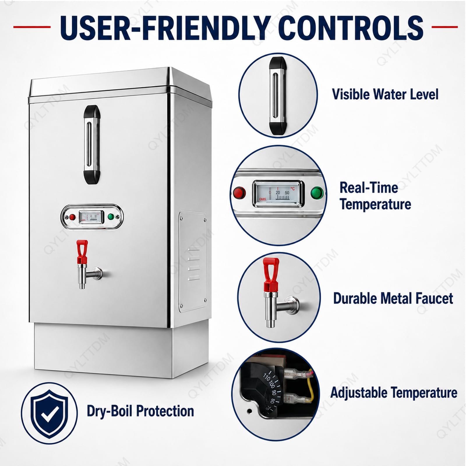 TYH Scaldabagno Commerciale da 40 Litri in Acciaio Inox, Automatico, con Doppia Filtrazione E Rifornimento Automatico Dellacqua, Dispenser di Acqua Calda con Rubinetto, A Basso Consumo Energetico