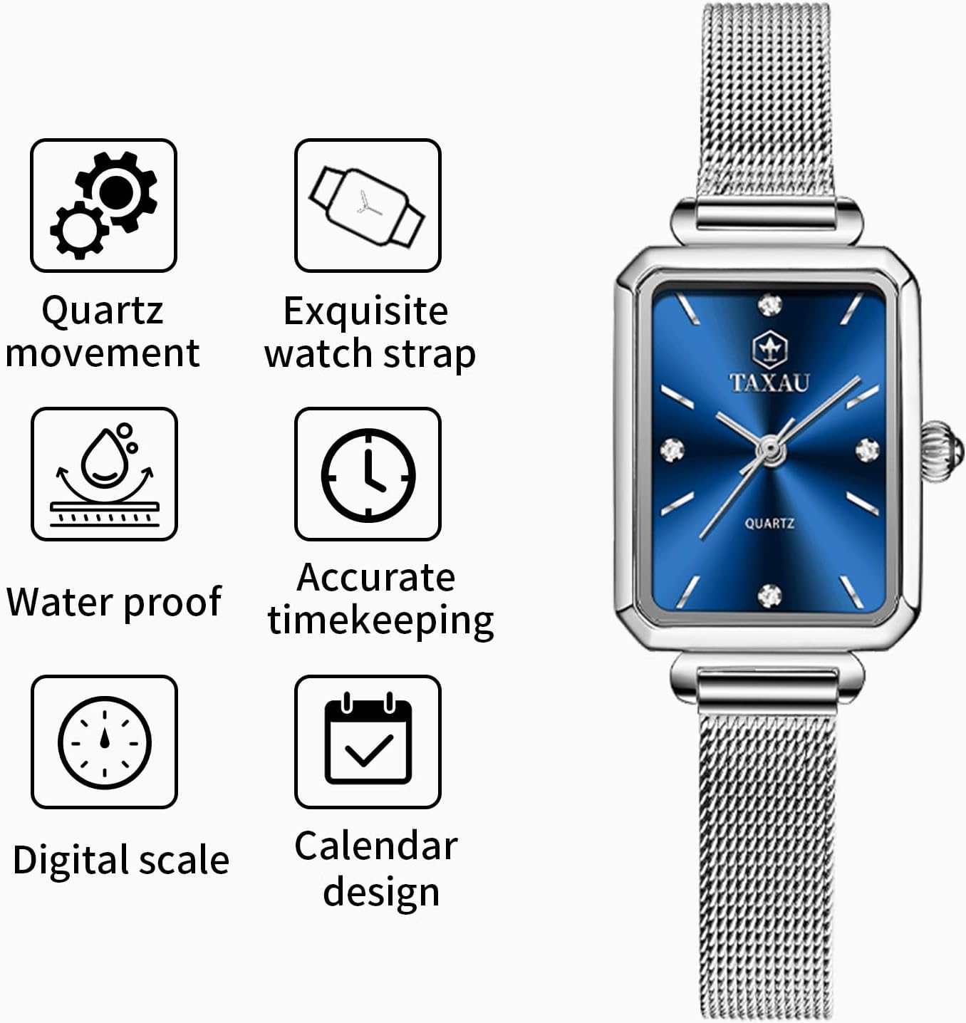 Womens Watch Fashion Dress Mesh Strap Waterproof Watches for Women Elegant Dainty Two Tone Womens Watch Analog Quartz Easy Read Ladies Watches with Day Date - Image 2