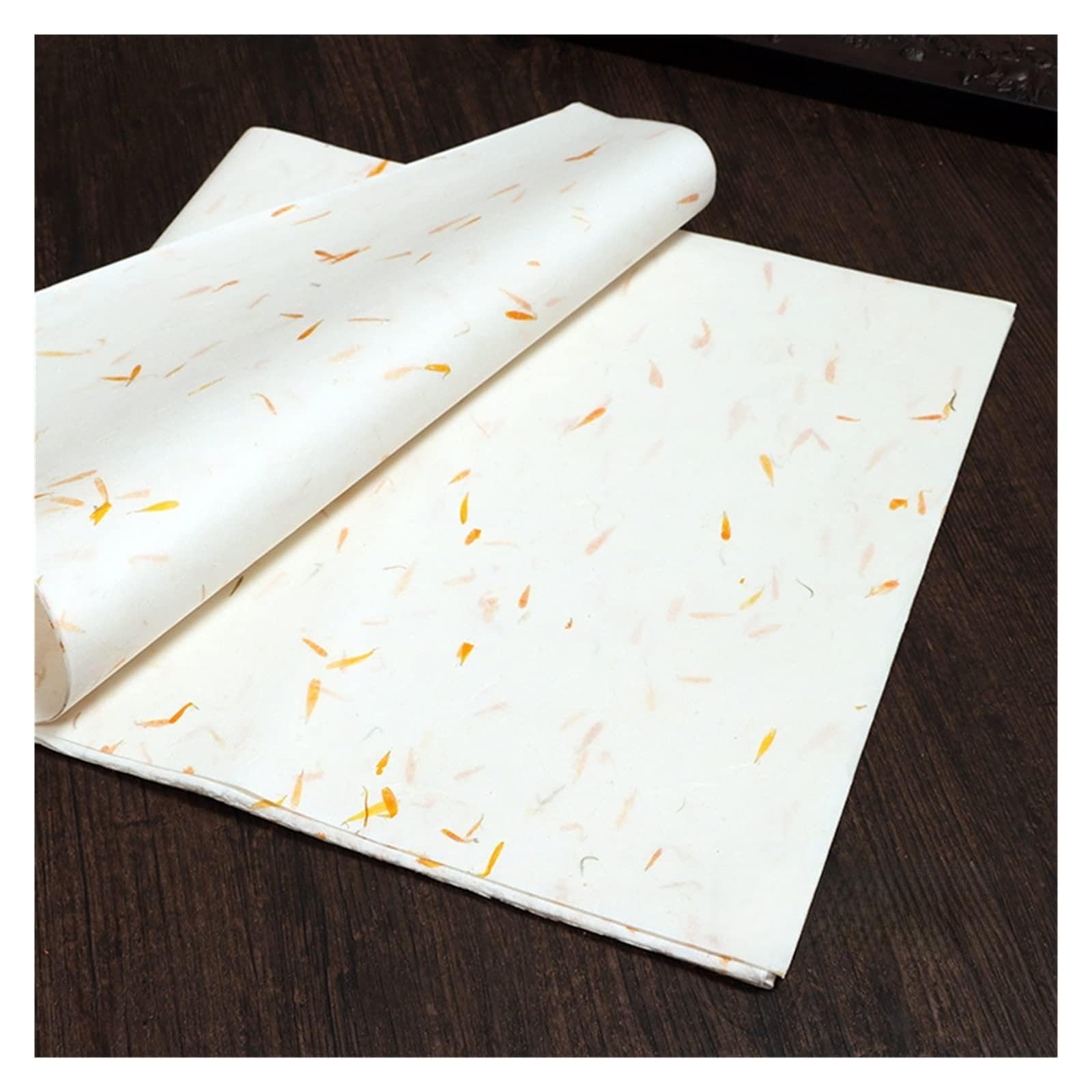 Półdojrzały papier ryżowy Ręcznie robione kwiaty Rośliny Długie włókno Papier Xuan Pędzel do kaligrafii Pisanie Malowanie Papierowe artykuły papiernicze lingli(C,48 x 180cm)