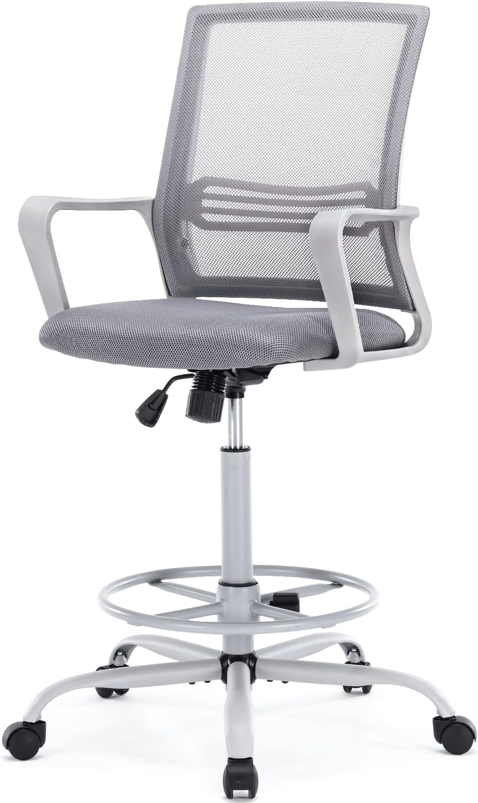 OLIXIS Standing Desk Adjustable Foot Ring Drafting Chair for Home Office, Grey