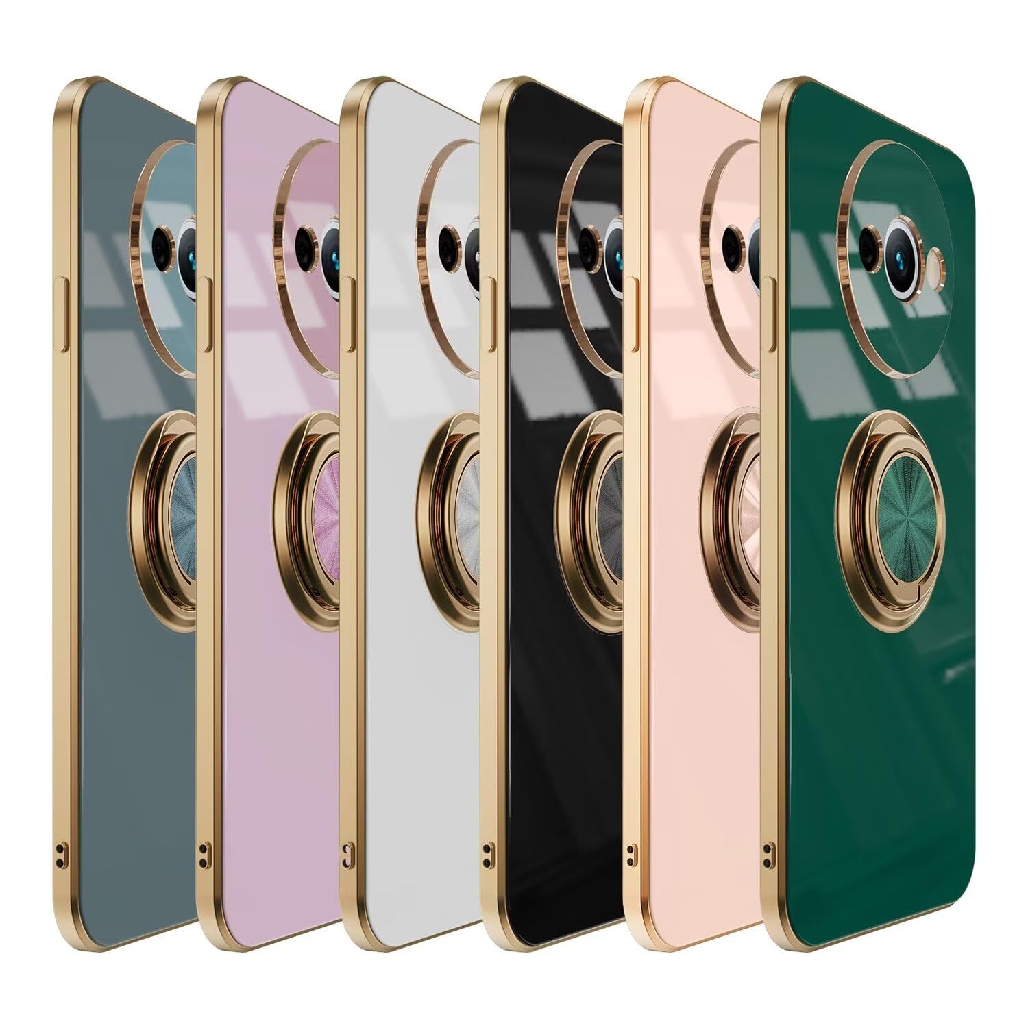 Jeelar ESONG Cover per Xiaomi POCO C65/Redmi 13C 4G,Custodia Antiurto Ultrasottile da Donna,Placcatura TPU Silicone Protettiva Case con 360° Magnetica Anello Ring Supporto-Viola
