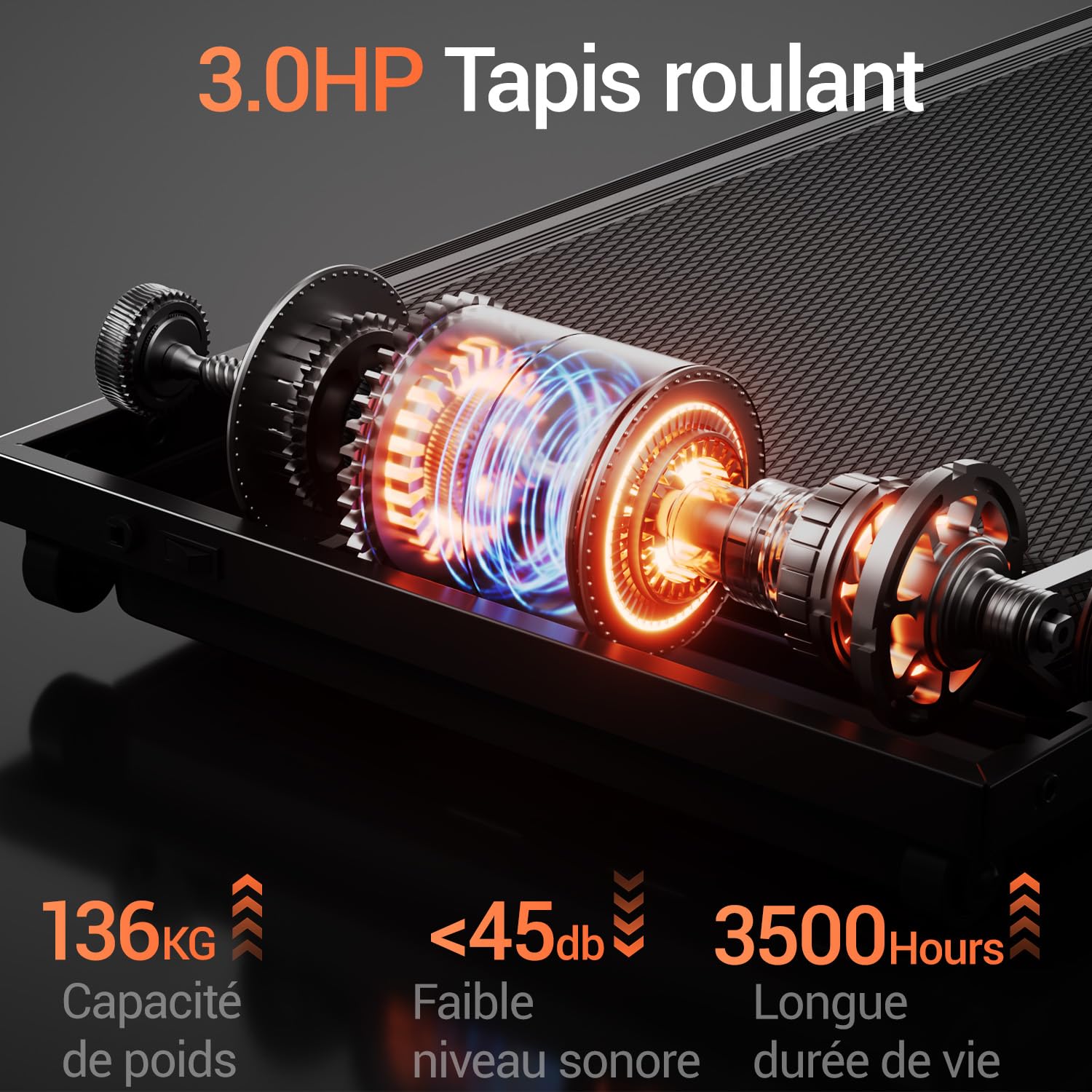 LONTEK Tapis de Course Pliable Inclinable 15% 12KM/H Moteur 3,0 CV Affichage LED Max 136KG