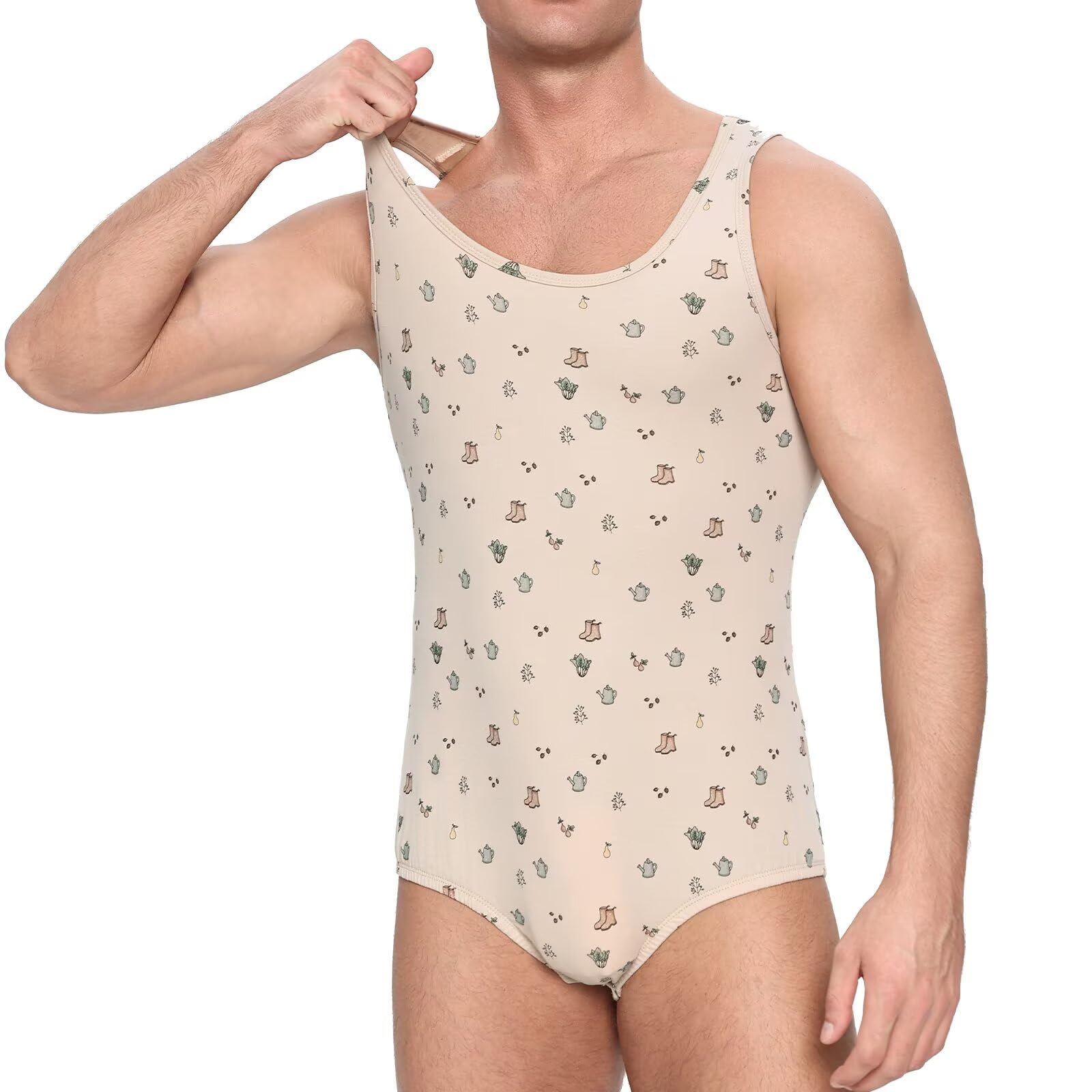 Landofgenie Body Homme sans Manches Débardeur Pyjama Combinaison pour Adultes