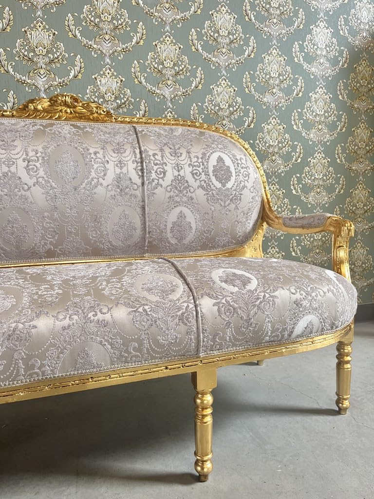 CasAmin Home & Living Ensemble de canapés de salon dorés, style rétro, baroque, rococo, pour salon, décoration d'intérieur pour hôtel et salon