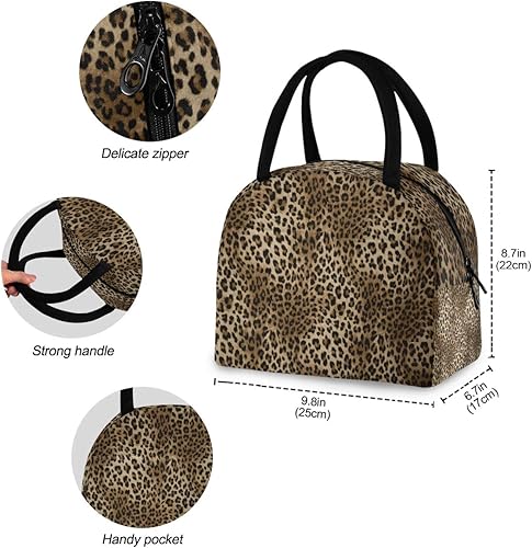 Miniatura 3 de Bolsa de almuerzo vintage con estampado de leopardo y piel de animal, hielera, aislada, portátil, con cremallera, para hombres, mujeres, niños y