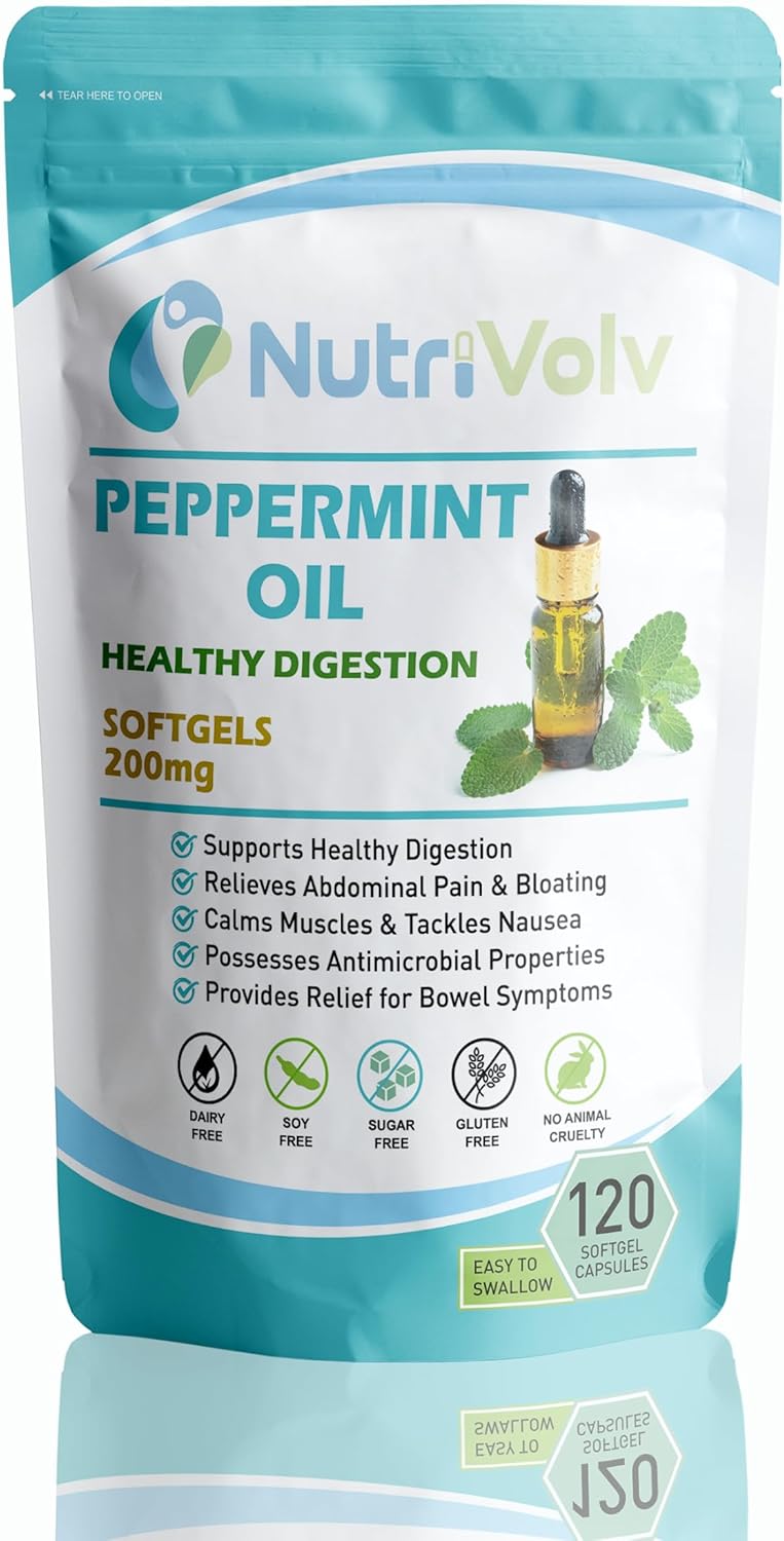 Peppermint Oil 200mg 120 Softgels Fast Stomach & Bowel Relief Healthy Digestion Stomach