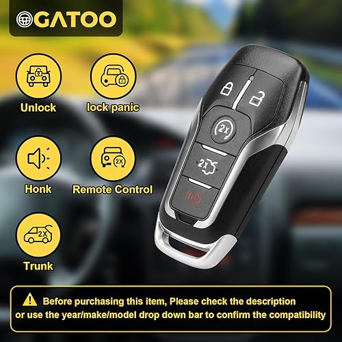 Miniatura 2 de Llavero inteligente de repuesto compatible con Ford Fusion Mustang Edge Explore Fusion Titanium Lincoln MKZ MKC MKX 2013 2014 2015 2016 2017 2018