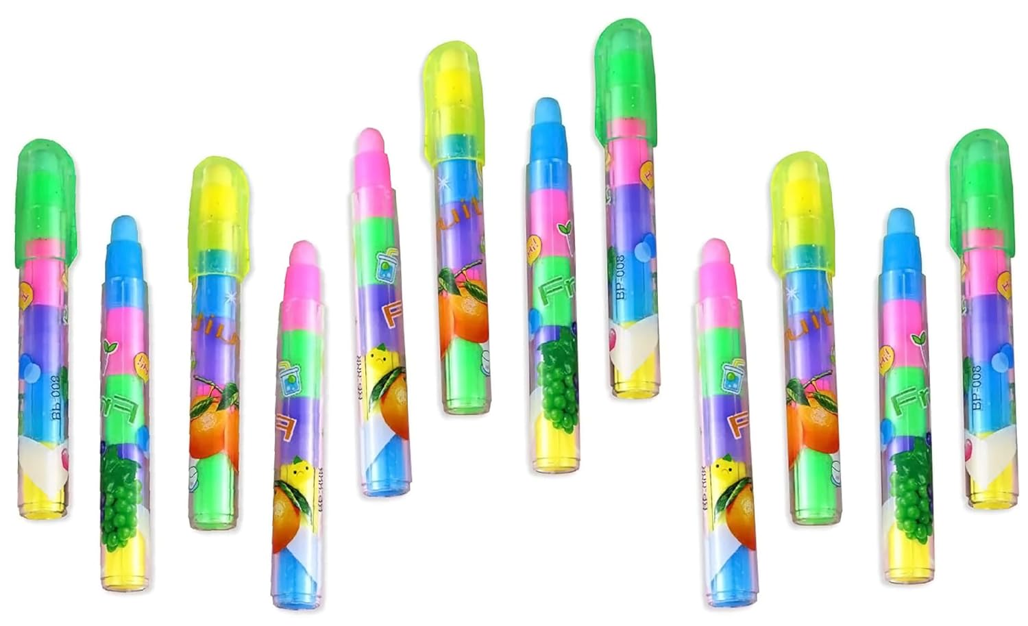 GLUN® Stacking 5 in 1 Eraser POP Out Pen Type Fruity Fregrenss Erasers Dust Free NonToxic
