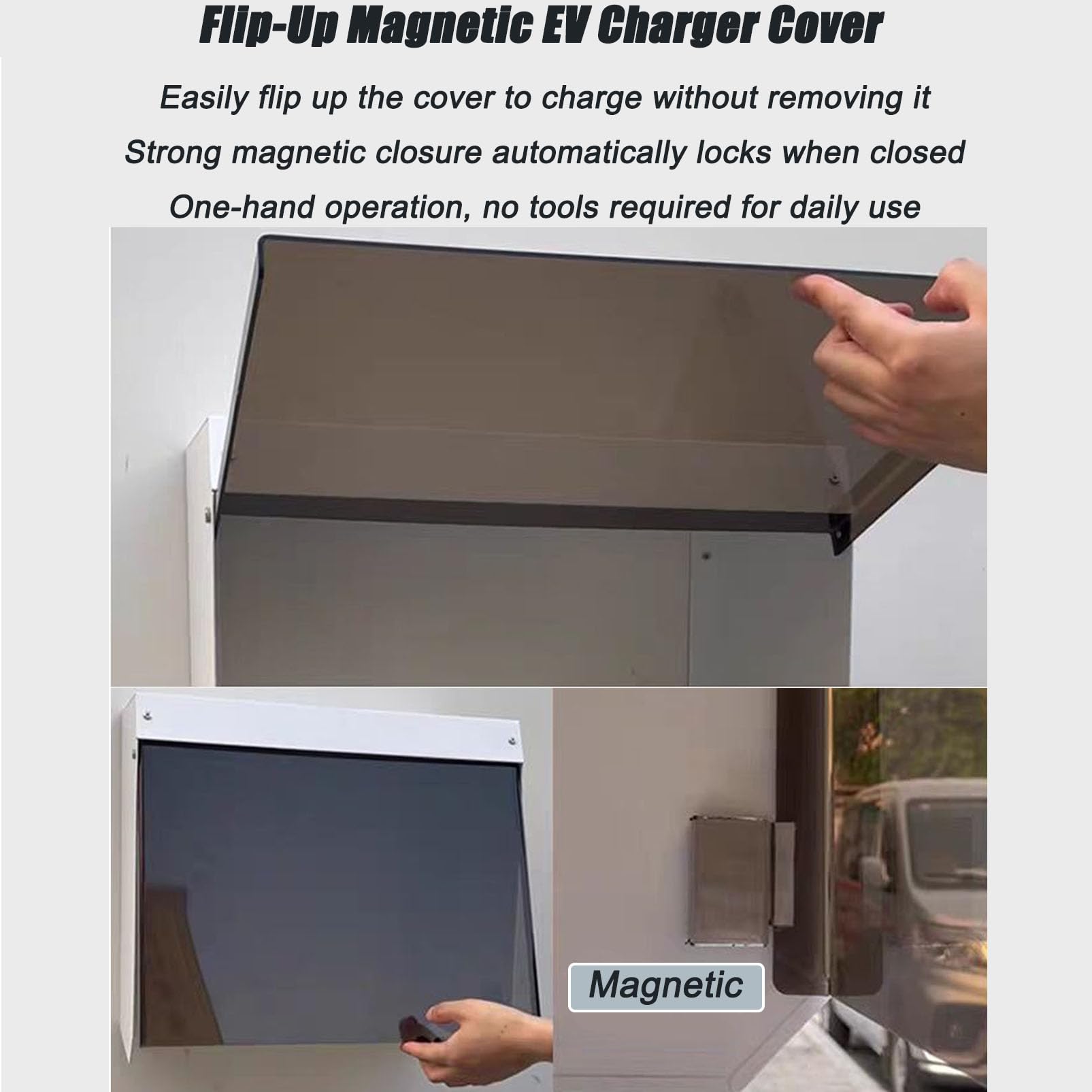 Copertura Wallbox Esterno con Aletta Magnetica, Scatola Protezione Metallo Robusto Impermeabile, Protezione dalle Intemperie per Stazione Ricarica EV, Tetto Antipioggia per colonnina di ricarica