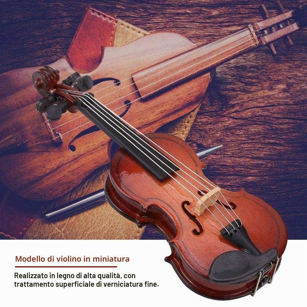 Violino Miniatura con Custodia, Modello di Violino in Miniatura con Accessori per Casa e Ufficio, modello strumento musicale in legno con supporto da tavolo per decorazione casa regalo musicale