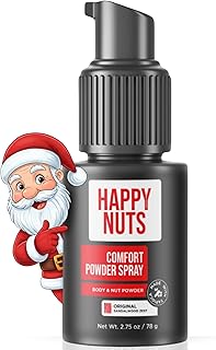 HAPPY NUTS Comfort Powder Spray: Anti Chafing & Mens Deodorant, Aluminum-Free, Sweat and Odor Control for Jock Itch, Groin and Men's Private Parts