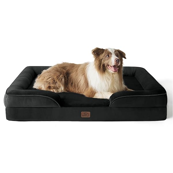 Bedsure L Plus Orthopedic Dog Bed for Large Dogs - Washable Dog Cat Bed Waterproof, L Plus Big Comfort Dogs Couch Sofa with Washable Removable Cover, Pet Bed with Nonskid Bottom, Black, 38"