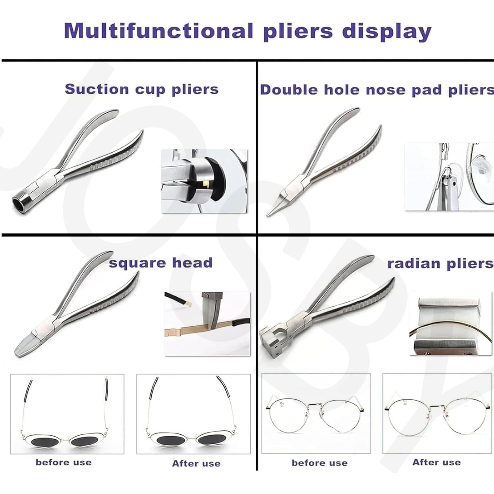 JOSBY Juego de reparación de Gafas ópticas de 18 Piezas, con 9 alicates y 9 Destornilladores, Agarre Antideslizante, Herramienta de desmontaje de Gafas, alicates y Herramienta de reparación